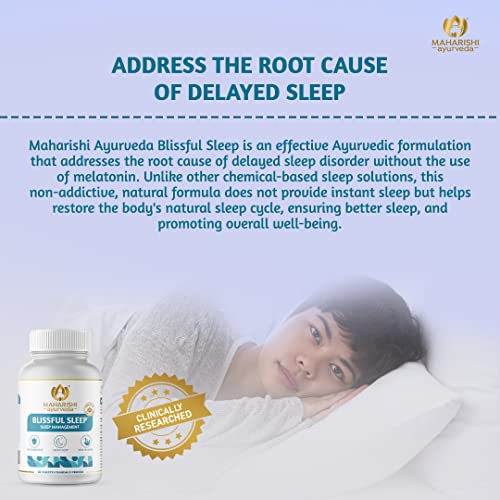 Maharishi Ayurveda Blissful Sleep Tablets For Sleep Management | Clinically Researched and Non-Habit Forming Melatonin - Free Ayurvedic Sleep Rasayanam with Ashwagandha (60 Tablets x Pack of 1)(FROM INDIA)NUZ - View 2 of 3