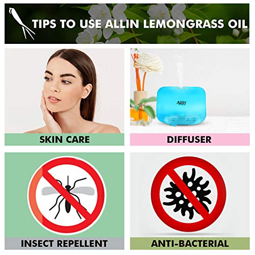 Allin Exporters Lemongrass Essential Oil 100% Natural, Pure &amp; Therapeutic Grade for Skin, Face, Hair &amp; Aromatherapy Diffuser Ideal for Making Bath Soap &amp; Candles (15 ml)(FROM INDIA)NUSS - View 2 of 4