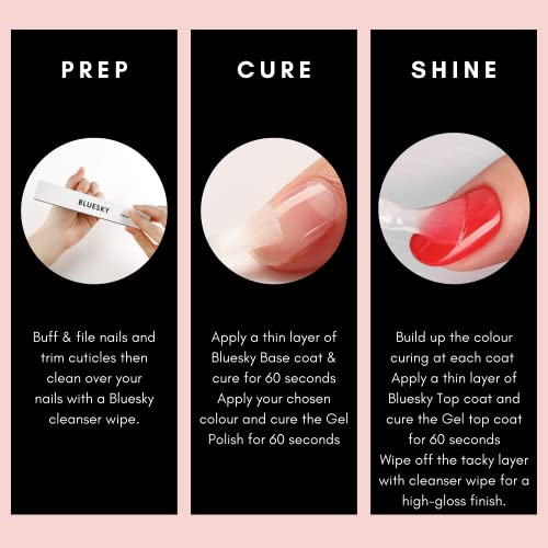 BLUESKY Gel Shiny Finish Nail Polish Set, Top Coat And Base Coat With Cuticle Oil. 3 X 5Ml. Top And Base (Requires Curing Under Uv/Led Lamp)(FROM INDIA)NUZ - View 3 of 3