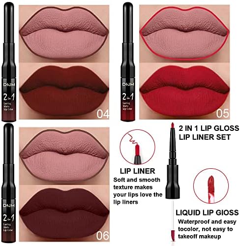 evpct DNM 3Pcs Dark Brown Red Matte Lip Liner and Liquid Lipstick Sets for Women Stay on Lipstick 24 Hour Lip Stick Packs Matte Lip Stain Lipgloss Sets for Dark Skin Women Waterproof Long Lasting 24 FROM DUBAI (SAM) - View 2 of 3