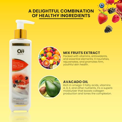 CO BEAUTY Mix Fruit Body Lotion - 200 ml | Non-Greasy Hydrating Body Milk with Mix Fruit Extract, Avocado &amp; Castor Oil | Paraben &amp; SLS Free Daily Moisturizer for All Skin (FROM INDIA)SAB - View 2 of 3