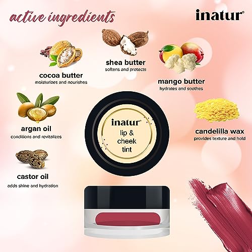 inatur Lip &amp; Cheek Tint Coral and Cherry 4g Each, Natural&amp;Organic,Cruelty-Free, Hydrates Dry Lips, Long-Lasting, Water proof (FROM INDIA)SAB - View 2 of 4