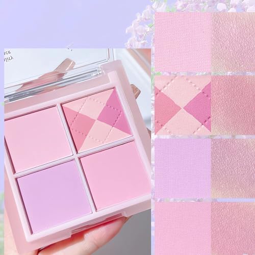 Blush Palette, Azonee 4 Colors Cool Purple Lavender Tone, Natural Glow Tint for Face&amp;Cheek, Contour Highlight Blush All-in-One Palette, Smooth Blendable FROM DUBAI (SAM) - View 2 of 3