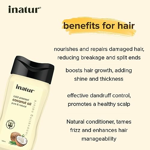 inatur Coconut Oil - 100% pure, Virgin, Cold Pressed, and Organic | For Face, Body &amp; Hair | Suitable for all skin, Hair, and All age groups| 100ml (FROM INDIA)SAB - View 2 of 3