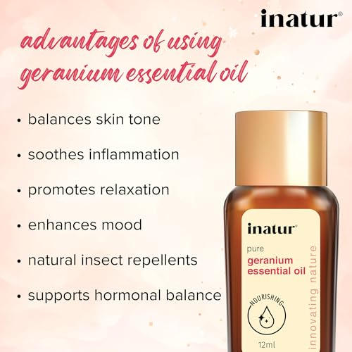 Inatur Geranium Oil - 100% Pure, Natural, and Free From Additives | 12 ml (FROM INDIA)SAB - View 2 of 3