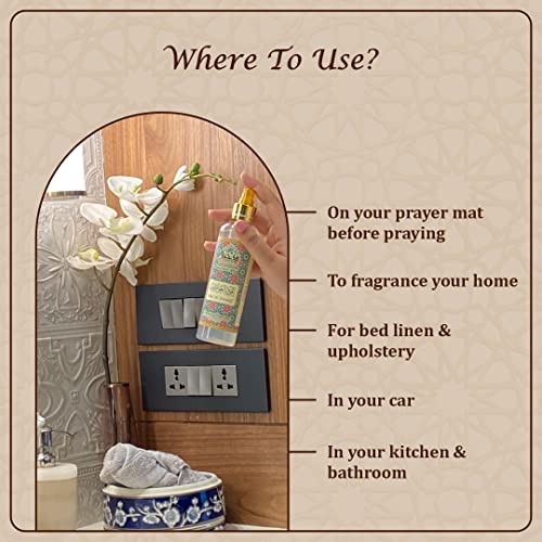 Oud Al Awatef Attar Al Faraash by Dukhni | 250ml Non Alcoholic Spray | Arabic Natural Mist | Air Freshener, Room Mist, Fabric &amp; Linen Spray | Perfect for Prayer mats, beds, sofas, curtains.(FROM INDIA)JEZ - View 2 of 4