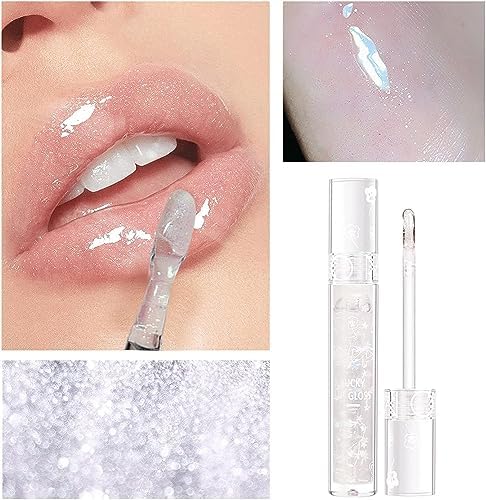 Lip Plumper Gloss Lipstick Set, Liquid Shimmer Lip Gloss Plumping Moisturizing Effect Lip Gloss Enriched with Hyaluronic Acid Lifter Gloss Lipsticks 3D Shimmer Crystal Jelly Lip Balm 4 Color FROM DUBAI (SAM) - View 2 of 3