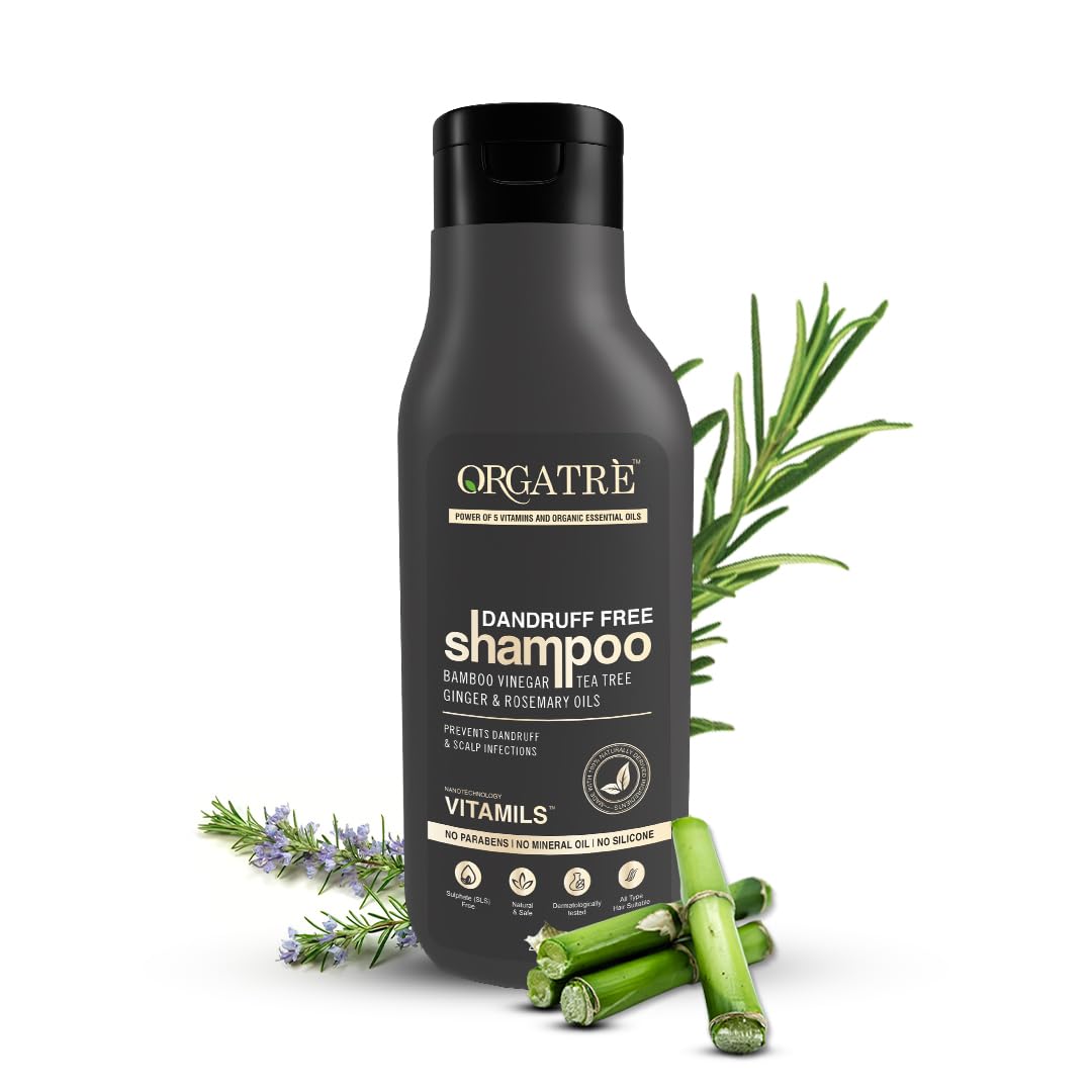 Orgatre Dandruff Free Shampoo For Men &amp; Women| With Tea Tree, Ginger, Rosemary Oil, And Vitamils - Soothes Scalp - For All Hair Types, No Dryness, 250 Grams - View 4 of 5