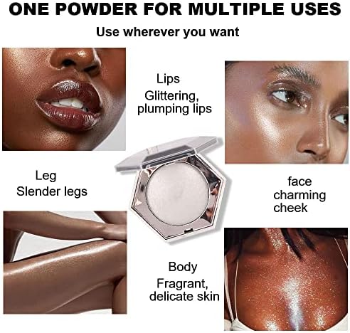evpct Pearl White Silver Face Highlighter Makeup Shimmer Glitter Diamond Sparkly Highlighters Makeup Palette Powder for Face Body Cheek Pale Skin FROM DUBAI (SAM) - View 3 of 3