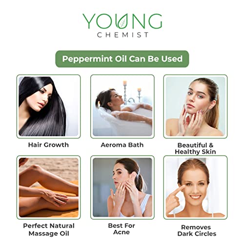Young Chemist Premium Peppermint Oil - 60ml | 100% Natural Essential Oil for Cooling Sensation, Muscle Relief &amp; Mental Clarity | Perfect for Diffusers, DIY Beauty - View 3 of 4