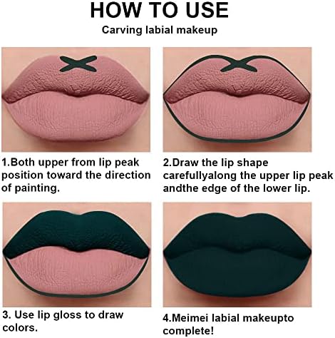 evpct 2Pcs Matte Dark Green Lipstick and Lip Liner Gloss Makeup Set DNM matt Matte Liquid Lipstick Long Lasting Set 24H and with Lip Liner 23#  FROM DUBAI (SAM) - View 3 of 3