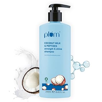 Plum Coconut Shampoo for Dull Hair with Coconut Milk and Peptides for Strong &amp; Shiny Hair I 22x shine I Soft, silky hair I Shampoo for Women and Men | 250ml - View 7 of 9