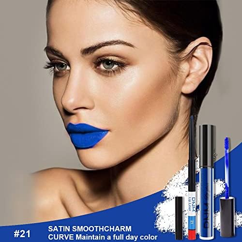 2Pcs Matte Dark Blue Lip Liner and Lipstick Makeup Set, DNM Matte Liquid Lipstick 24H and with Lip Liner Set Waterproof Long Lasting labiales mate 24 horas originales matte larga duracion 24 21# FROM DUBAI (SAM) - View 2 of 4