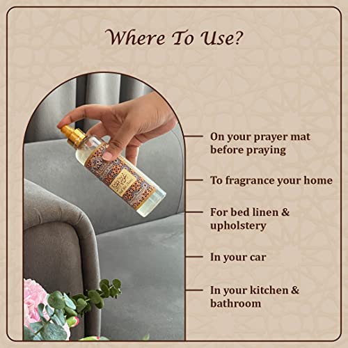 Oud Ya Aini Attar Al Faraash by Dukhni | 250ml Non Alcoholic Spray | Arabic Natural Mist | Air Freshener, Room Mist, Fabric &amp; Linen Spray | Perfect for Prayer mats, beds, sofas, curtains. - View 2 of 4