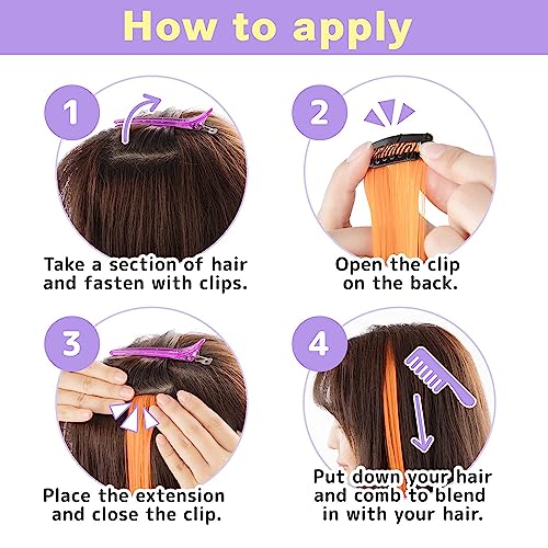 Fapiwen Straight One Color Hair Streak, 4pcs Hair Extensions, Hair Colour Strips, Artificial Hair For Women, Hair Wig For Women And Girls (Black)(FROM INDIA)NUZ - View 4 of 4