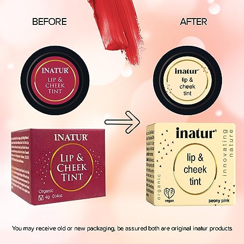inatur Peony Pink Lip &amp; Cheek Tint 4g, Natural and Organic, Vegan And Cruelty-Free, Hydrates And Nourishes Dry Lips, Long-Lasting, Water proof (FROM INDIA)SAB - View 2 of 3