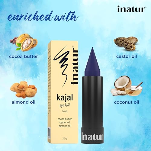 inatur Blue Kajal 3.5g, Vegan, Organic, Long- Lasting, Smudge-Proof, Eye Kohl for Makeup (FROM INDIA)SAB - View 3 of 3