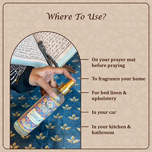 Oud Al Madhmoon Attar Al Faraash by Dukhni | 250ml Non Alcoholic Spray | Arabic Natural Mist | Air Freshener, Room Mist, Fabric &amp; Linen Spray | Perfect for Prayer mats, beds, sofas, curtains | - View 2 of 4