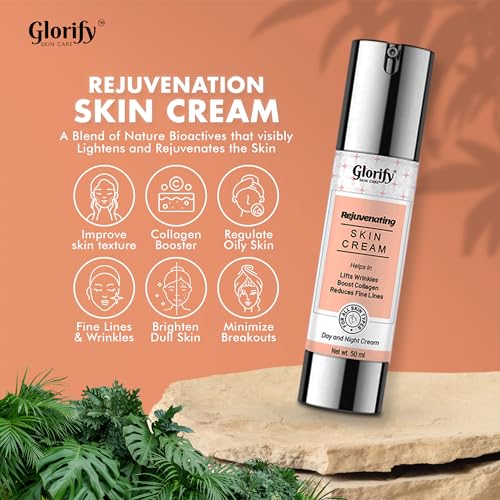 Glorify Rejuvenating Collagen Face Cream For Skin Brightening &amp; Anti Aging| Day &amp; Night Cream To Reduce Wrinkles | Moisturizer for Face | Improve Skin Texture (50ml) (FROM INDIA)SAB - View 3 of 3