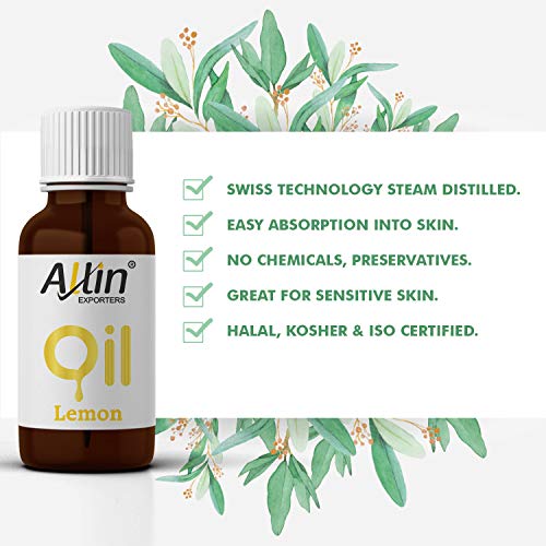 Allin Exporters Lemon Essential Oil 100% Natural, Pure &amp; Therapeutic Grade for Skin, Face, Hair, Aromatherapy, Diffuser, DIY Cleaning Blends, Soap &amp; Candle Making (15 ml)(FROM INDIA)NUSS - View 2 of 3