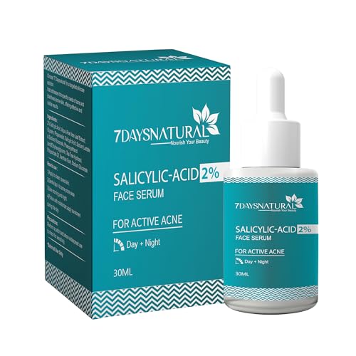7 DAYS 2% Salicylic Acid Face Serum for Dark Spots, Blackheads, Acne, &amp; Open Pores 30ml | Face Serum for Sensitive Skin,Oily Skin &amp; Acne Prone Skin(FROM INDIA)NUZ - Shop at Colombo Mall