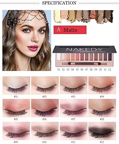 Azonee 2 Pack 12 Colors Makeup Nude Colors Eyeshadow Palette Natural Nude Matte Shimmer Glitter Pigment Eye Shadow Pallete Set Waterproof Smokey Professional Beauty Makeup Kit FROM DUBAI (SAM) - View 2 of 3