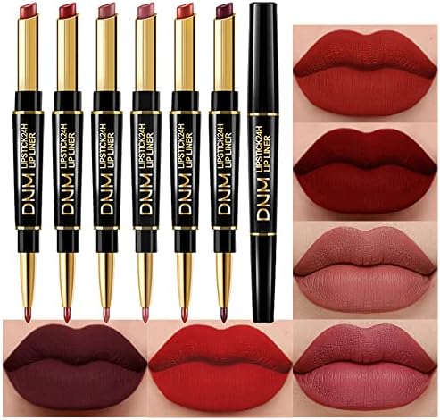 evpct 6Pcs Dark Red Mauve Purple Plum Matte Lip Stain Lip Liner and Lipstick Set Long Lasting Waterproof labiales matte mate larga duracion listip 24 hours a prueba de agua mate 24 horas originales FROM DUBAI (SAM) - View 3 of 3