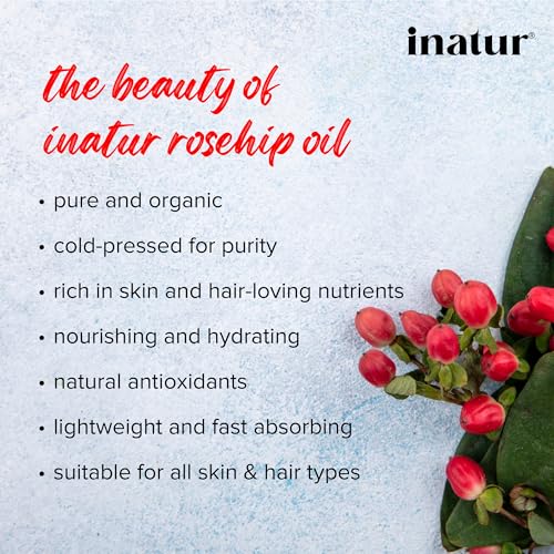 inatur Rosehip Oil 30ml, 100% pure, cold pressed, moisturising, anti ageing, brings glow, anti-inflammatory (FROM INDIA)SAB - View 3 of 3