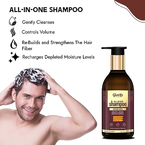 Glorify Biotin Shampoo with Keratin &amp; Collagen for Strengthening Hair | Volumizing Shampoo | Anti-dandruff | Reduce Itching | Repair Damaged Hair | Control Hair Loss | For Men &amp; Women – 250 ml (FROM INDIA)SAB - View 2 of 3