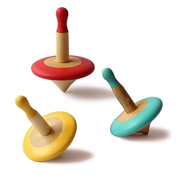 Shumee Wooden Lattu Spinning Toy for Kids 3+ Years (Set of 3)| Gyrocope/Buguri/Bongaram for Indoor/Outdoor Games| Birthday Return Gifts| Easy to Carry - Shop at Colombo Mall