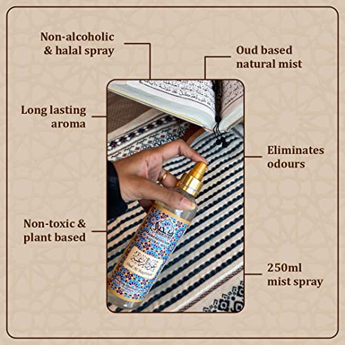Oud Al Raghbah Attar Al Faraash by Dukhni | 250ml Non Alcoholic Spray | Arabic Natural Mist | Air Freshener, Room Mist, Fabric &amp; Linen Spray | Perfect for Prayer mats, beds, sofas, curtains | - View 2 of 4