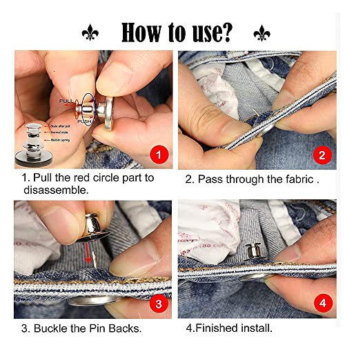 Multipurpose No Sew Classy Buttons, Detachable Buttons for Jeans, Pants Button Tightener, Adjustable Buttons Suitable for Clothes Adjustment, A Pack of 8 Hats Bags Decorations(FROM INDIA)NUZ - View 2 of 4
