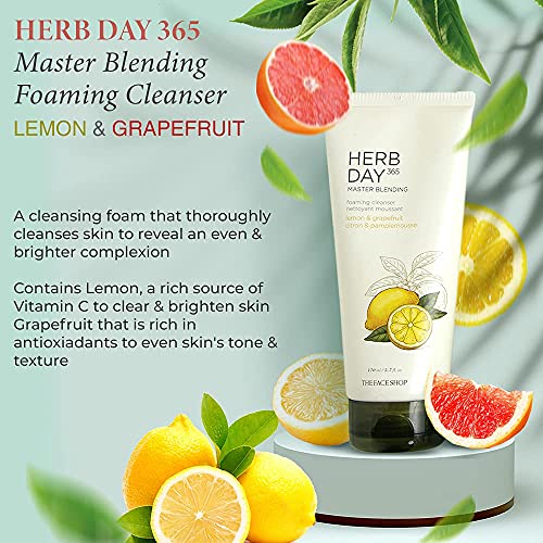 The Face Shop Herb Day 365 Lemon&amp;Grapefruit Face Wash With Vitamin C&amp;Glycolic Acid For Brighter And Glowing Skin|Glycolic Acid For Exfoliation|Dermatologically Tested|Korean Skin Care Products (FROM INDIA)SAB - View 3 of 3
