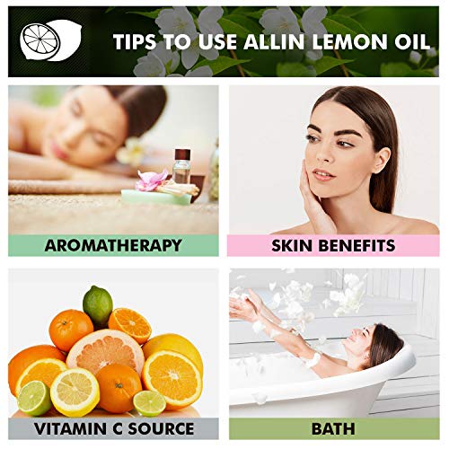 Allin Exporters Lemon Essential Oil 100% Natural, Pure &amp; Therapeutic Grade for Skin, Face, Hair, Aromatherapy, Diffuser, DIY Cleaning Blends, Soap &amp; Candle Making (30 ml)(FROM INDIA)NUSS - View 3 of 4