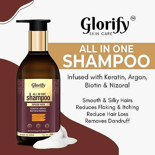 Glorify Biotin Shampoo with Keratin &amp; Collagen for Strengthening Hair | Volumizing Shampoo | Anti-dandruff | Reduce Itching | Repair Damaged Hair | Control Hair Loss | For Men &amp; Women – 250 ml (FROM INDIA)SAB - View 3 of 3