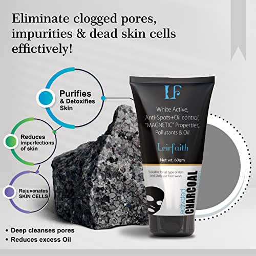 LeirFaith Charcoal Face Wash (Pack of 2) For Oily, Dark Spots, Dirt &amp; Pollution Free Skin (FROM INDIA)SAB - View 3 of 3