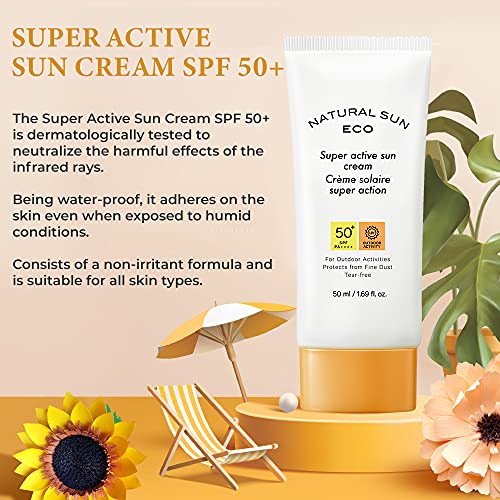 The Face Shop Natural Sun Eco Super Active Unisex Sun Cream Sunscreen with SPF 50+ PA +++ Protect From Fine Dust Sunscreen for Protection from UVA and UVB Rays, Blue Light &amp; Digital Devices, 50ml (FROM INDIA)SAB - View 3 of 3