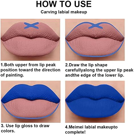 2Pcs Matte Dark Blue Lip Liner and Lipstick Makeup Set, DNM Matte Liquid Lipstick 24H and with Lip Liner Set Waterproof Long Lasting labiales mate 24 horas originales matte larga duracion 24 21# FROM DUBAI (SAM) - View 4 of 4