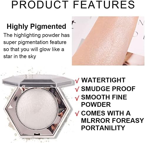 evpct Pearl White Silver Face Highlighter Makeup Shimmer Glitter Diamond Sparkly Highlighters Makeup Palette Powder for Face Body Cheek Pale Skin FROM DUBAI (SAM) - View 2 of 3