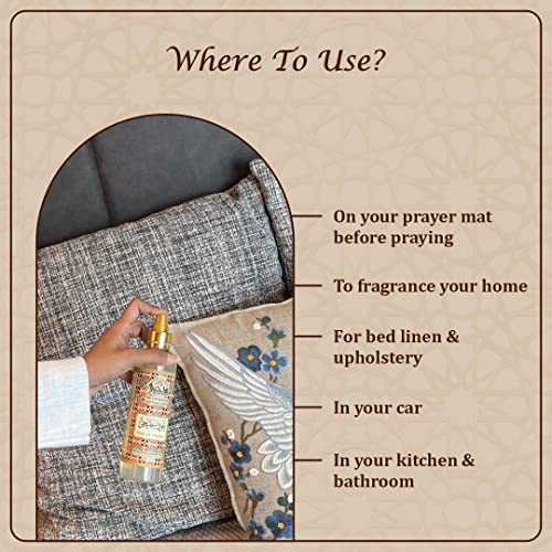 Oud Al Khaleeji Attar Al Faraash by Dukhni | 250ml Non Alcoholic Spray | Arabic Natural Mist | Air Freshener, Room Mist, Fabric &amp; Linen Spray | Perfect for Prayer mats, beds, sofas, curtains | - View 2 of 4
