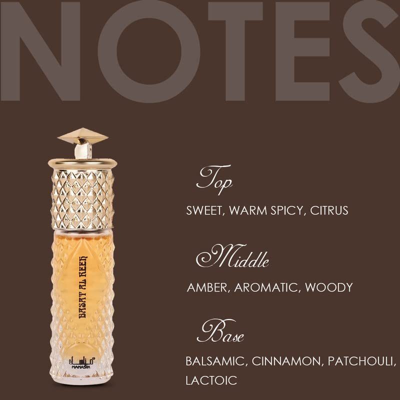 Manasik Basat Al Reeh Premium Attar, Sweet, Aromatic &amp; Balsamic, Soothing Fragrance, Long Lasting Roll on Itra For Men, 6ml(FROM INDIA)JEZ - View 2 of 4