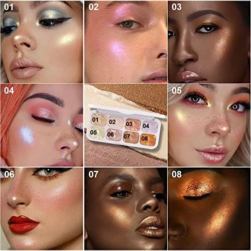 evpct 8 Colors Highlighter Makeup Palette for Face Highlighters &amp; Luminizers iluminadores de maquillaje profesional Gold Cheek Diamond Shimmer Stick Glitter Contour Bronzer and Highlighter Palette FROM DUBAI (SAM) - View 2 of 3