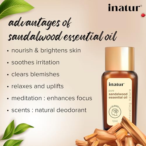 INATUR Sandalwood Essential Oil, Pure &amp; Natural, For Face &amp; Skin, 12 ml (FROM INDIA)SAB - View 2 of 3