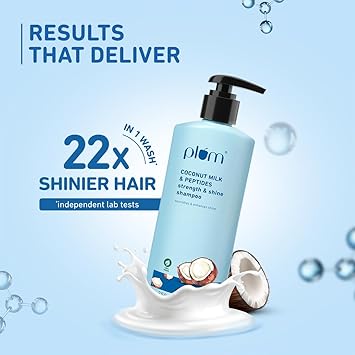 Plum Coconut Shampoo for Dull Hair with Coconut Milk and Peptides for Strong &amp; Shiny Hair I 22x shine I Soft, silky hair I Shampoo for Women and Men | 250ml - View 5 of 9