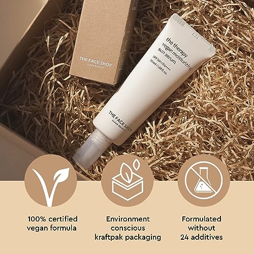 The Face Shop The Therapy Vegan Moisturizing Sun Serum With Spf 50 Pa++++ For Broad Spectrum Protection, No White Cast Moisturizing Serum Sunscreen For All Skin Type, 50 Ml (FROM INDIA)SAB - View 3 of 3