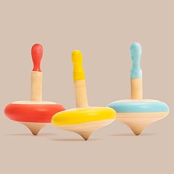 Shumee Wooden Lattu Spinning Toy for Kids 3+ Years (Set of 3)| Gyrocope/Buguri/Bongaram for Indoor/Outdoor Games| Birthday Return Gifts| Easy to Carry - View 4 of 6