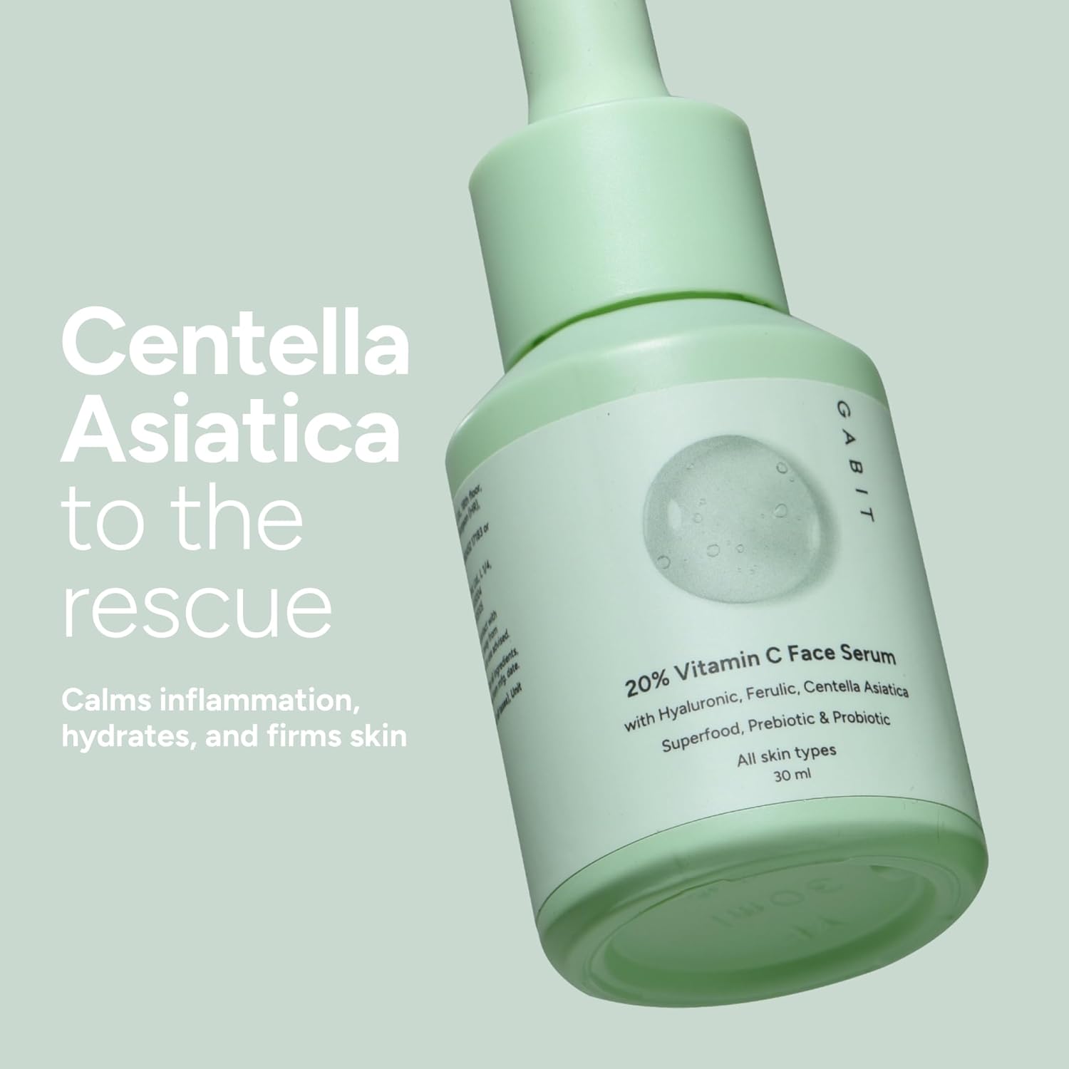 Gabit 20% Vitamin C Face Serum for Glowing Skin | Brightening Serum for Dark Spots, Dull Skin, Tanned Skin | Improves Wrinkles | Hyaluronic, Ferulic, CiCa, Prebiotic, Probiotic | Oil &amp; PEG free |30 ml - View 3 of 7