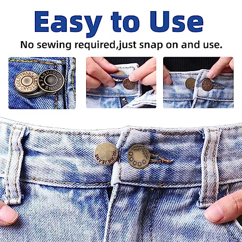 6 Pcs Extender Button Set, Adjustable Elastic Waist Extender Buttons, Invisible Collar Neck Extenders, No Sew Metal Collar Button Pregnancy Pant Extenders Elastic Spring Buttons for Jeans(FROM INDIA)NUZ - View 3 of 4
