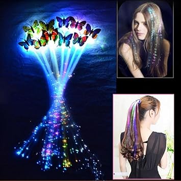 CHARITRA ENTERPRISE® LED Flashing Light Butterfly Hair Clip | Braid Optical Fibber Hairpin Party Decor | Girl and Women Party Favours (Pack Of 5 Pcs) - View 3 of 8