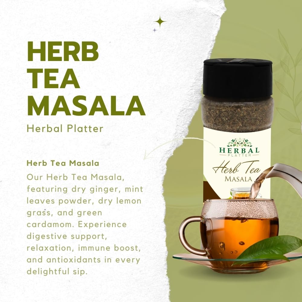 Herbal Platter Herb Tea Masala Elevate Your Tea Experience Naturally with Dry Ginger, Mint, Lemongrass, and Cardamom - View 4 of 4